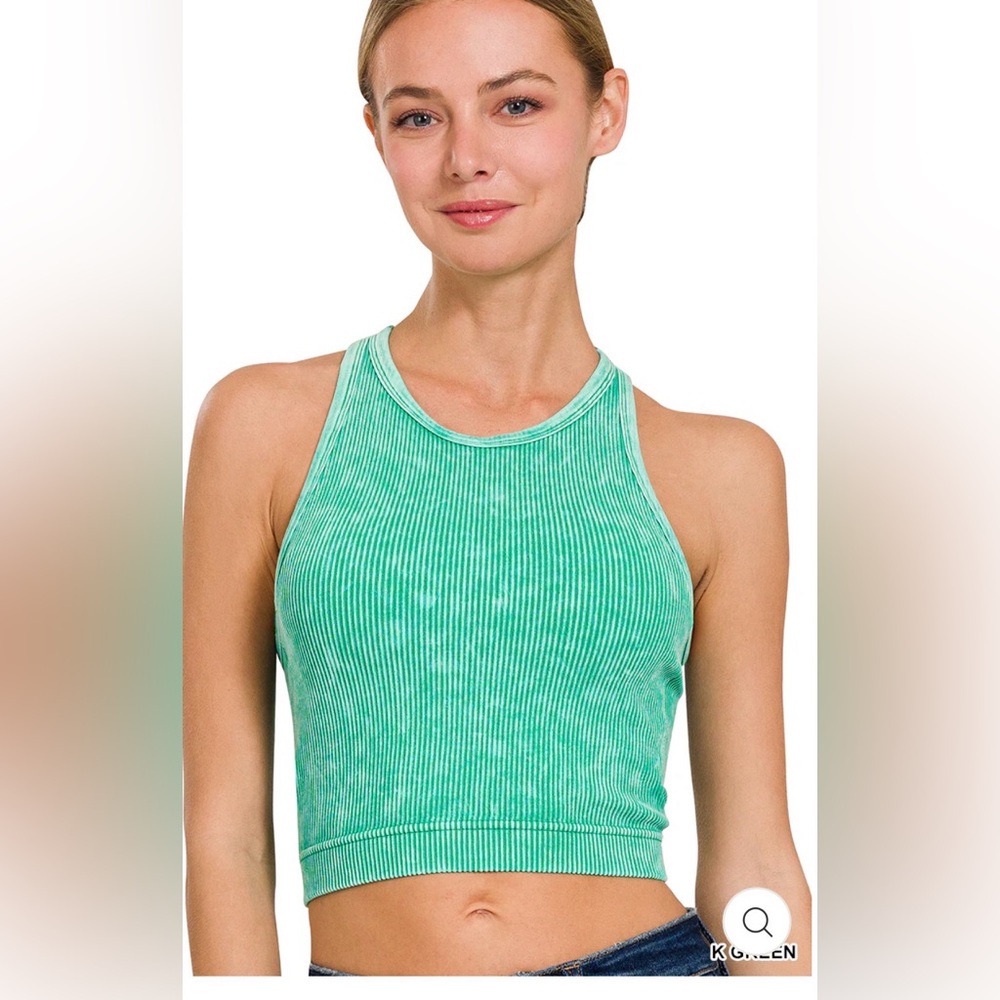 Zenana Seamless Ribbed Crop Tank